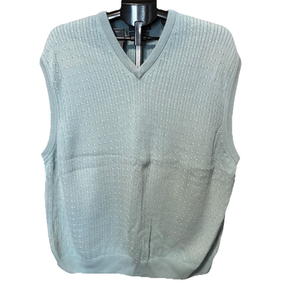 Lyle & Scott Scotland Mens XL Green Cable‎ Knit Sweater Vest Grandpa Academic